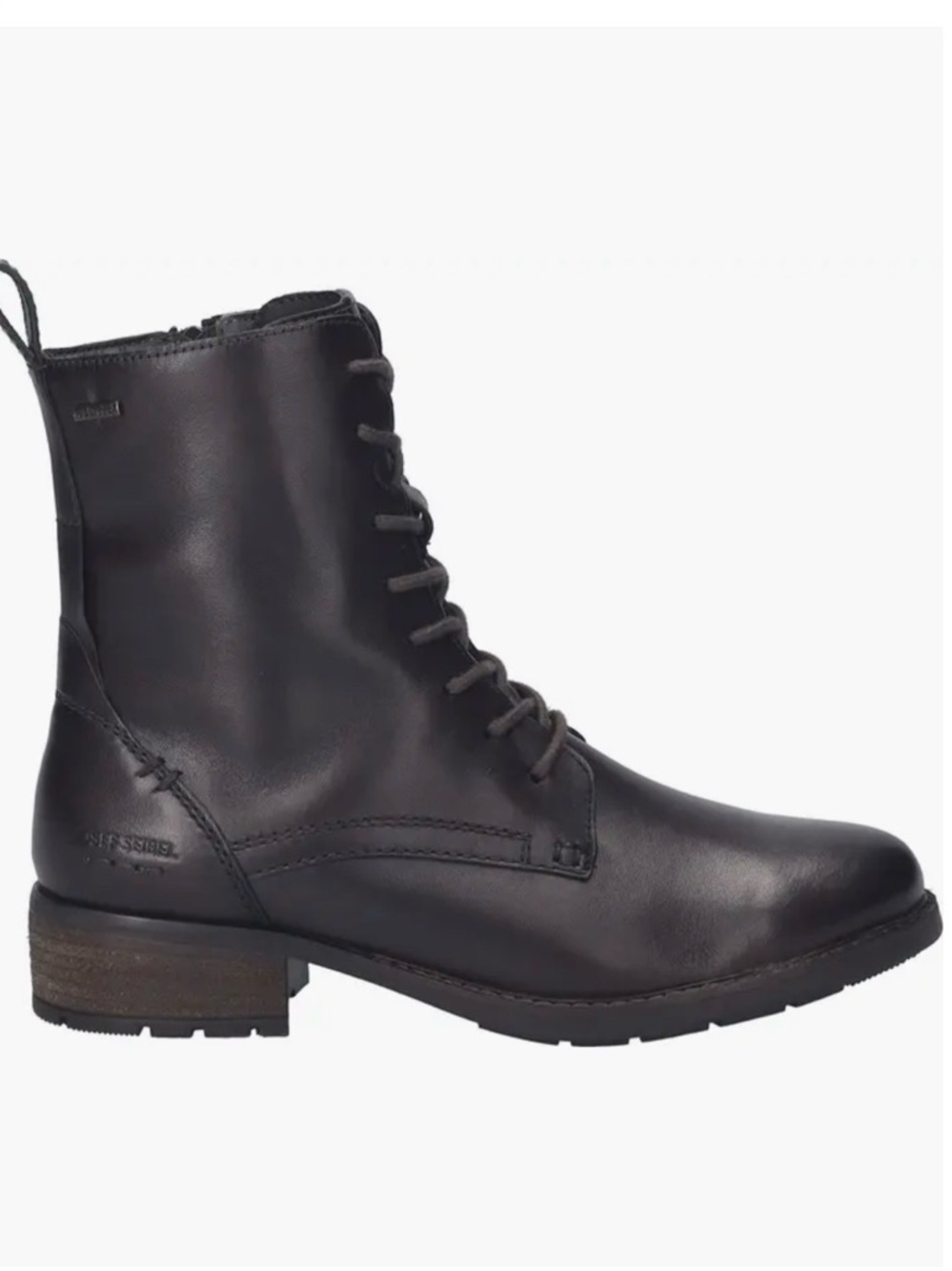 Josef Seibel Black Lace-Up Leather Ankle Boots